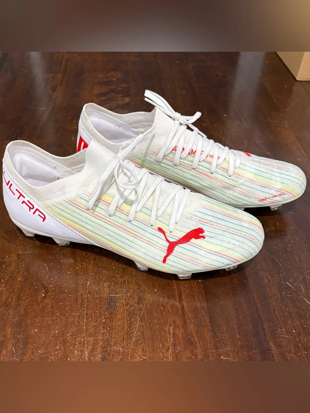 Puma Ultra 1.2 FG/AG 'White Red Blast' Men’s Size 12